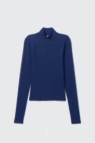 Langarmshirt mit Stehkragen – Hellblau