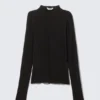 Langarmshirt mit Stehkragen und Strasssteinen – Schwarz – Strasssteine Langarmshirt mit Stehkragen und Strasssteinen – Schwarz – Strasssteine
