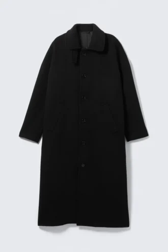 Langer Oversize-Mantel aus Wollmischung – Schwarz