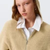Langer Strick-Kapuzenpullover mit Reißverschluss – Beige Langer Strick-Kapuzenpullover mit Reißverschluss – Beige