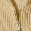 Langer Strick-Kapuzenpullover mit Reißverschluss – Beige Langer Strick-Kapuzenpullover mit Reißverschluss – Beige