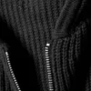 Langer Strick-Kapuzenpullover mit Reißverschluss – Schwarz Langer Strick-Kapuzenpullover mit Reißverschluss – Schwarz