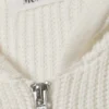 Langer Strick-Kapuzenpullover mit Reißverschluss – Weiß Langer Strick-Kapuzenpullover mit Reißverschluss – Weiß