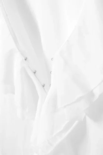 Langärmelige Wickelbluse mit Rüschen – Weiß Langärmelige Wickelbluse mit Rüschen – Weiß
