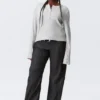 Langärmiges Henley-Shirt mit Waffelstruktur – Grau meliert Langärmiges Henley-Shirt mit Waffelstruktur – Grau meliert
