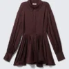 Langärmliges Fit-and-Flare-Minikleid – Dunkles Pflaumenblau