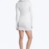 Langärmliges Minikleid mit Kapuze – Grau meliert Langärmliges Minikleid mit Kapuze – Grau meliert