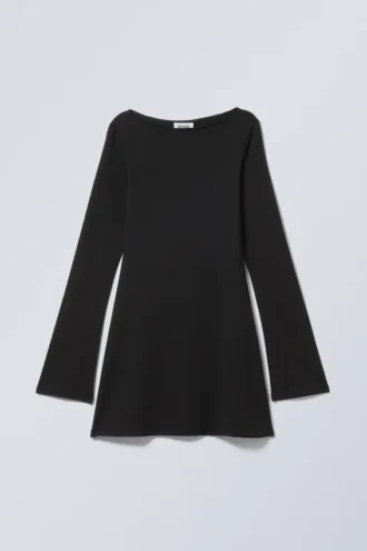Langärmliges Minikleid – Schwarz