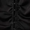 Langärmliges, tailliertes Satin-Hemd – Schwarz