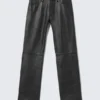 Lederhose mit geradem Bein – Schwarz Lederhose mit geradem Bein – Schwarz