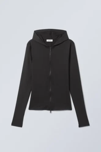 Liah Tight Zip Kapuzenpullover – Schwarz Liah Tight Zip Kapuzenpullover – Schwarz