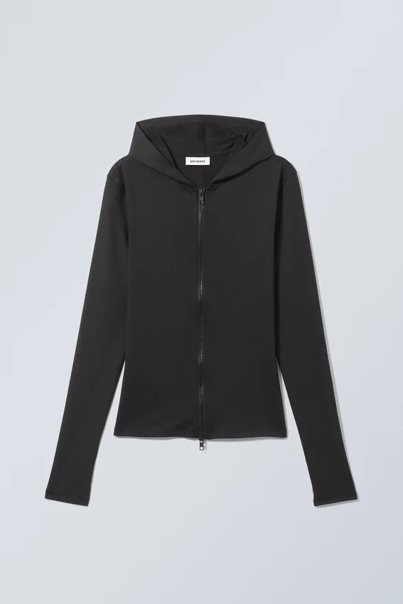 Liah Tight Zip Kapuzenpullover – Schwarz Liah Tight Zip Kapuzenpullover – Schwarz