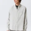 Locker geschnittenes Button-Down-Hemd – grau kariert Locker geschnittenes Button-Down-Hemd – grau kariert