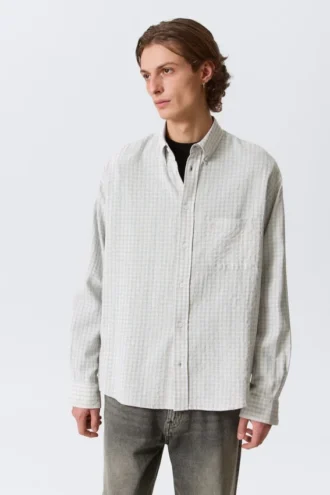 Locker geschnittenes Button-Down-Hemd – grau kariert