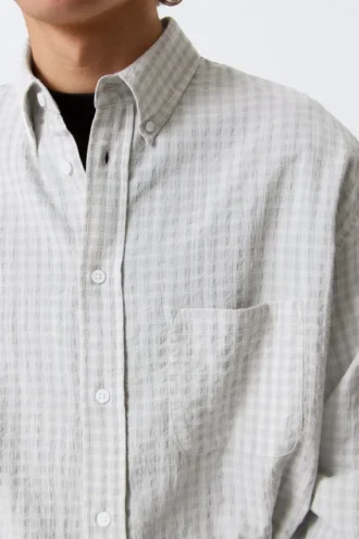 Locker geschnittenes Button-Down-Hemd – grau kariert