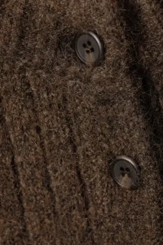 Locker gestrickte Strickjacke – Dunkelbraun meliert