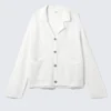 Locker gestrickte Strickjacke mit Knopfleiste – Dusty White Locker gestrickte Strickjacke mit Knopfleiste – Dusty White