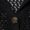 Locker gestrickte Strickjacke mit Knöpfen – Schwarz Locker gestrickte Strickjacke mit Knöpfen – Schwarz