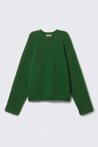 Locker gestrickter Raglan-Pullover – Dunkelgrün Locker gestrickter Raglan-Pullover – Dunkelgrün