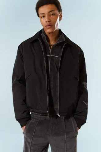 Locker sitzende Jacke mit Reißverschluss – Schwarz