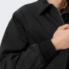 Locker sitzende Jacke mit Reißverschluss – Schwarz Locker sitzende Jacke mit Reißverschluss – Schwarz