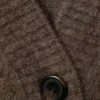 Locker sitzende Strickjacke mit V-Ausschnitt aus Mohairmischung – Dunkelbraun meliert Locker sitzende Strickjacke mit V-Ausschnitt aus Mohairmischung – Dunkelbraun meliert