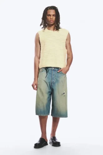Locker sitzende, strukturierte Strickweste – Off-White