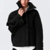 Locker sitzende Wolljacke mit Raglanärmeln – Schwarz Locker sitzende Wolljacke mit Raglanärmeln – Schwarz
