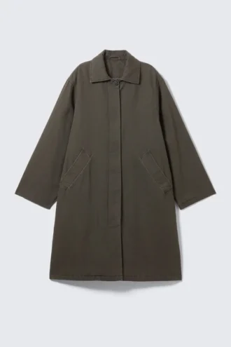 Locker sitzender Canvas-Car-Coat – Dunkelgrau