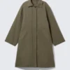 Locker sitzender Canvas-Car-Coat – Dunkelkhaki-Grün Locker sitzender Canvas-Car-Coat – Dunkelkhaki-Grün