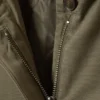Locker sitzender Canvas-Car-Coat – Dunkelkhaki-Grün Locker sitzender Canvas-Car-Coat – Dunkelkhaki-Grün