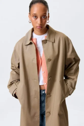 Locker sitzender Einreiher-Car-Coat – Dusty Mole