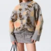 Locker sitzender, gebürsteter Jacquard-Strickpullover – Grau meliert – Jacquard Locker sitzender, gebürsteter Jacquard-Strickpullover – Grau meliert – Jacquard