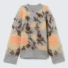 Locker sitzender, gebürsteter Jacquard-Strickpullover – Grau meliert – Jacquard Locker sitzender, gebürsteter Jacquard-Strickpullover – Grau meliert – Jacquard
