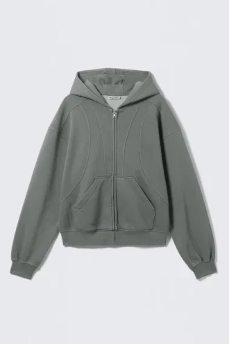 Locker sitzender Kapuzenpullover mit Reißverschluss – Grau