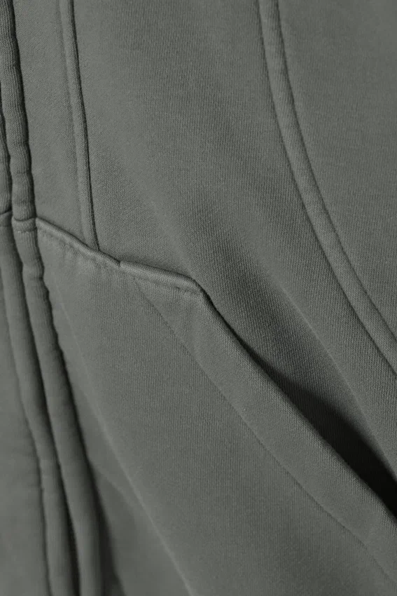 Locker sitzender Kapuzenpullover mit Reißverschluss – Grau Locker sitzender Kapuzenpullover mit Reißverschluss – Grau