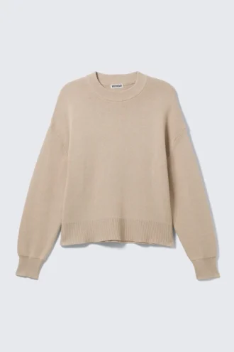 Locker sitzender, kastenförmiger Strickpullover – Beige