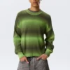 Locker sitzender, melierter Baumwoll-Pullover – Grün meliert Locker sitzender, melierter Baumwoll-Pullover – Grün meliert