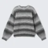 Locker sitzender, melierter Strickpullover – Grau meliert
