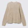 Locker sitzender Pullover aus genopptem Strick – Dusty Ecru Melange Locker sitzender Pullover aus genopptem Strick – Dusty Ecru Melange