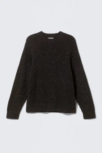 Locker sitzender Pullover aus genoppter Strickware – Schwarz