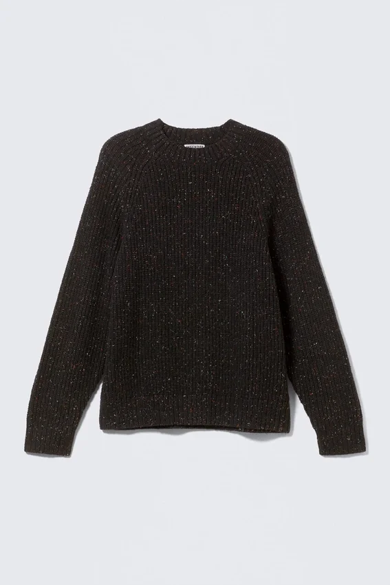 Locker sitzender Pullover aus genoppter Strickware – Schwarz Locker sitzender Pullover aus genoppter Strickware – Schwarz