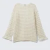Locker sitzender Pullover aus offenem Strick – Off-White