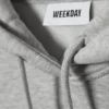 Locker sitzender, schwerer Kapuzenpullover – Grau meliert