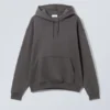 Locker sitzender, schwerer Kapuzenpullover – Off-Black