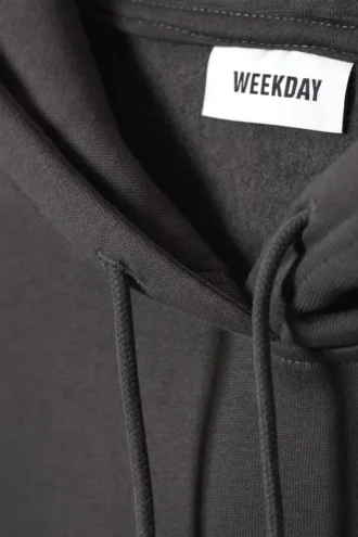 Locker sitzender, schwerer Kapuzenpullover – Off-Black