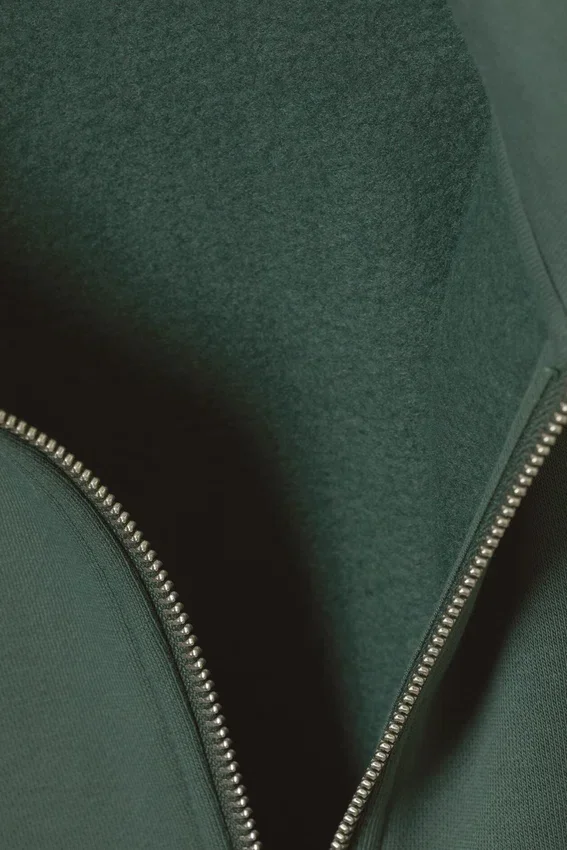 Locker sitzender, schwerer Pullover mit halbem Reißverschluss – Dunkelgrün Locker sitzender, schwerer Pullover mit halbem Reißverschluss – Dunkelgrün