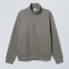 Locker sitzender, schwerer Pullover mit halbem Reißverschluss – Dusty Grey Locker sitzender, schwerer Pullover mit halbem Reißverschluss – Dusty Grey