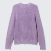Locker sitzender Strickpullover aus Baumwolle – gewaschenes Lila-Melange Locker sitzender Strickpullover aus Baumwolle – gewaschenes Lila-Melange
