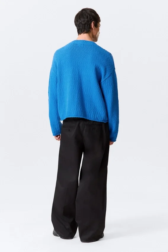 Locker sitzender Strickpullover aus Baumwolle – Hellblau Locker sitzender Strickpullover aus Baumwolle – Hellblau